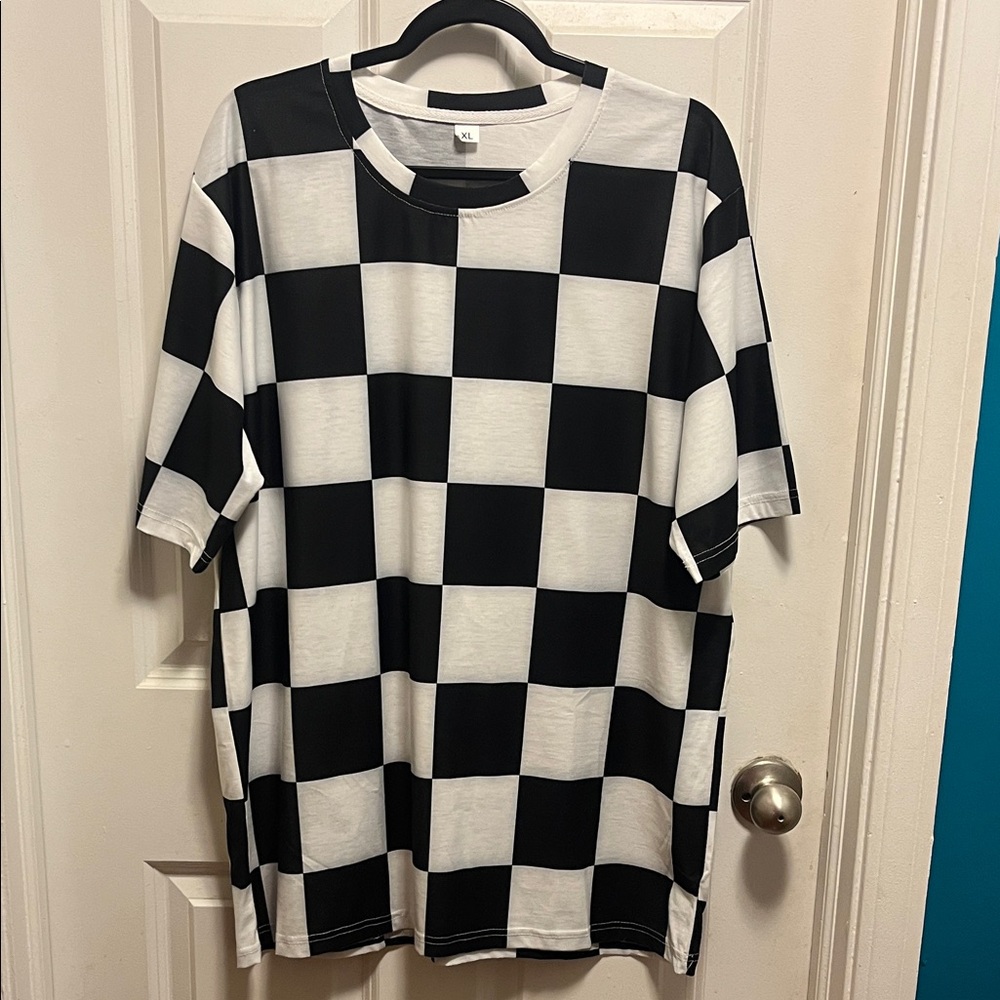 Black and White Checkered Men's Shirt